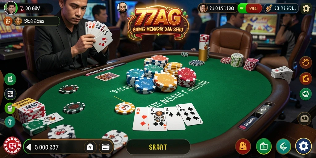 Tangkapan layar gameplay Poker yang seru di 77AG.