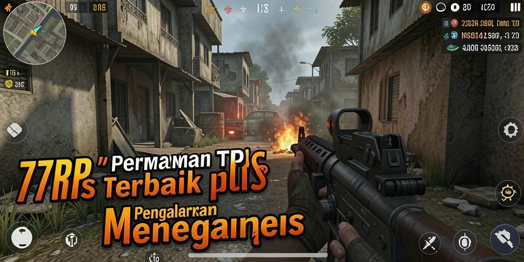 Screenshot utama 77RP menampilkan aksi intens dalam gameplay TPS.
