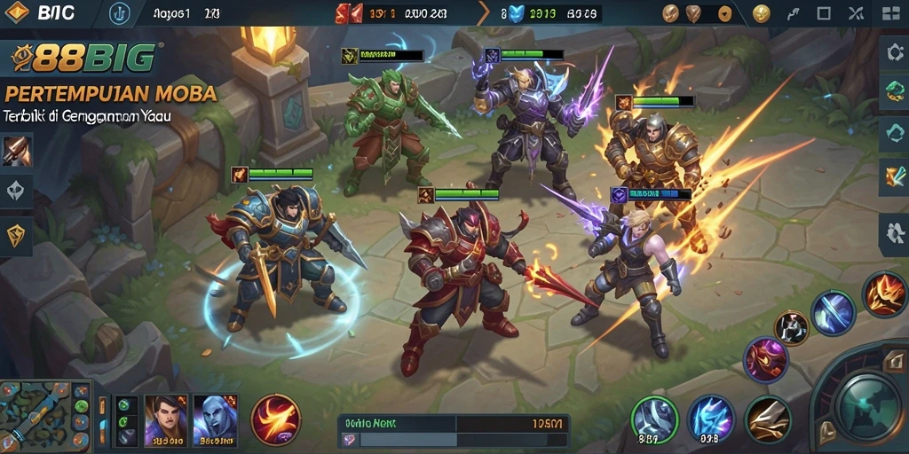 Tampilan gameplay MOBA yang menegangkan di 88BIG.