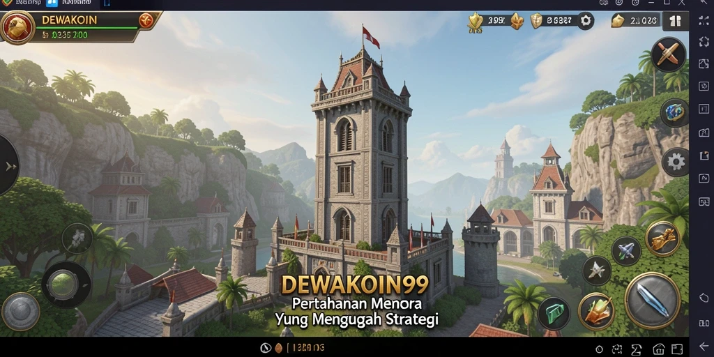 Tampilan game Tower Defense yang menegangkan di DEWAKOIN99.