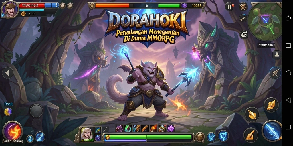 Tangkapan layar gameplay DORAHOKI menunjukkan aksi pertempuran yang mendebarkan.