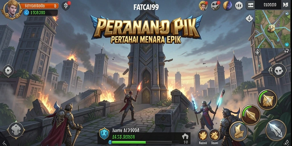 Tangkapan layar gameplay FATCAI99 dengan menara bertahan melawan musuh.