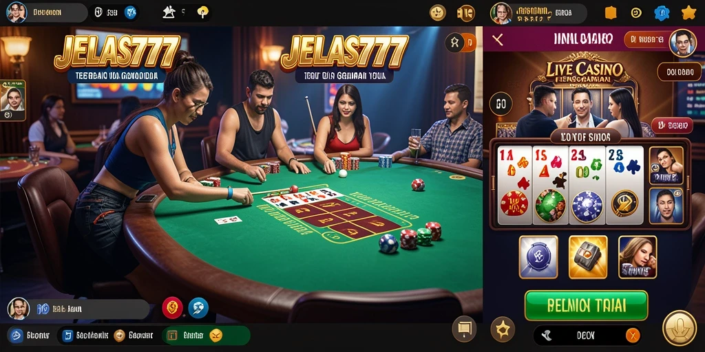 Tangkapan layar JELAS777 menunjukkan gameplay Live Casino yang dinamis dan interaktif.