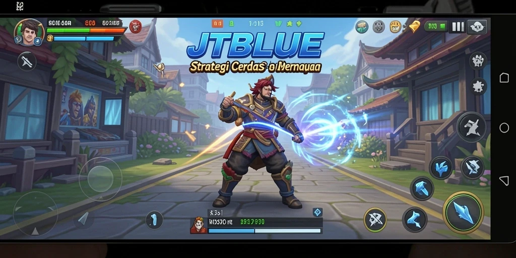 Screenshot JTBLUE menampilkan pertarungan strategis yang mendebarkan.