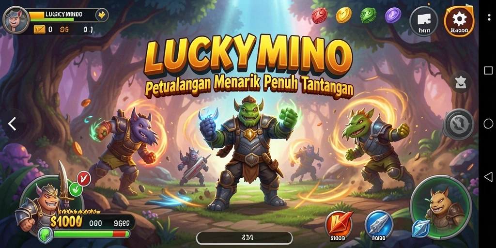 Tampilan gameplay <strong>LUCKYMINO</strong> yang seru dan penuh aksi petualangan.
