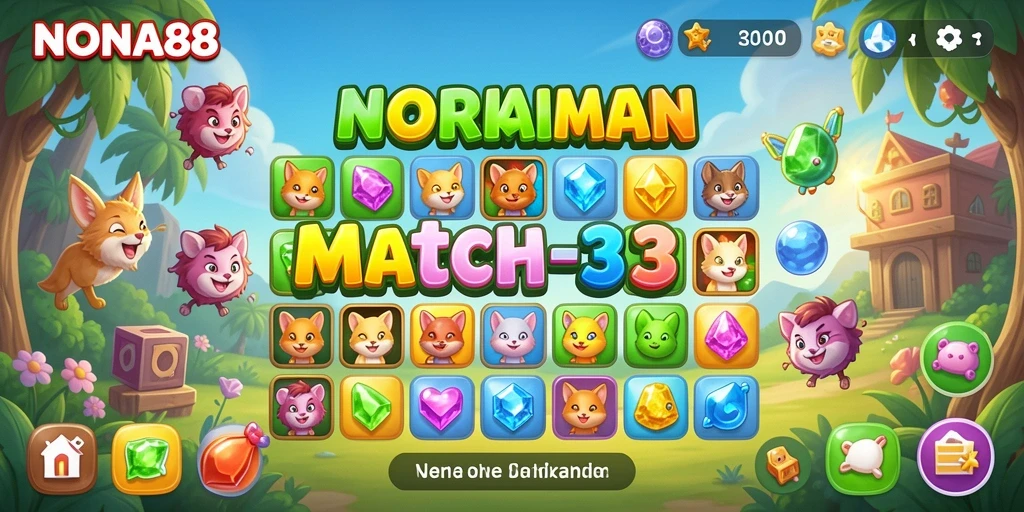 Screenshot gameplay NONA88 menunjukkan keseruan mencocokkan elemen.