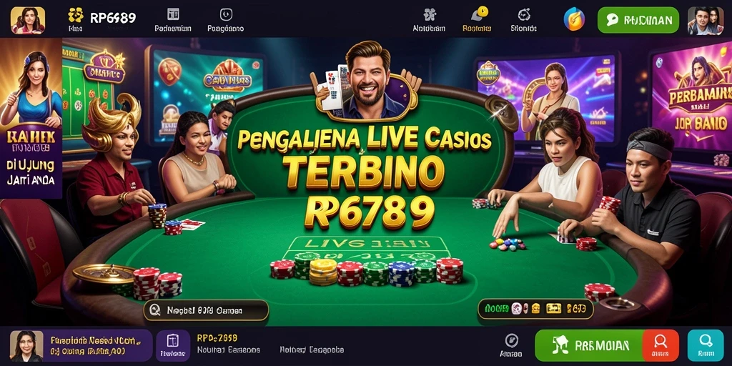 Screenshot RP6789 menampilkan dealer cantik di meja permainan kasino.