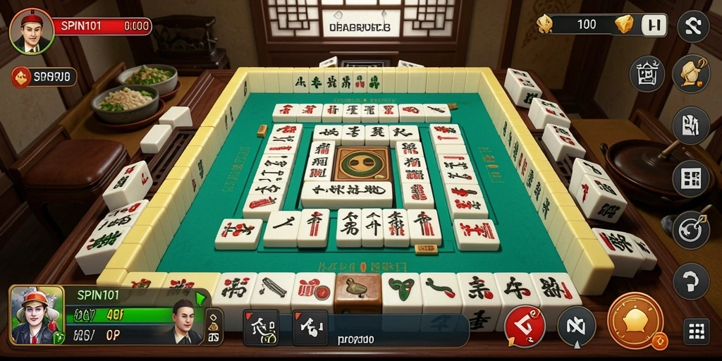 Screenshot gameplay SPIN101 dengan tampilan ubin Mahjong yang indah.