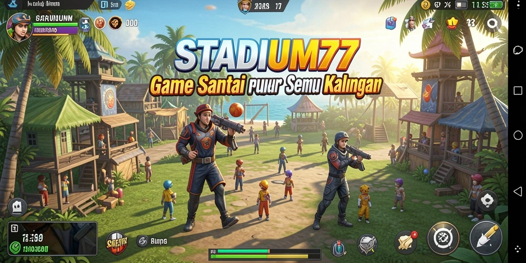 Tampilan gameplay STADIUM77 yang menghibur dan ceria.