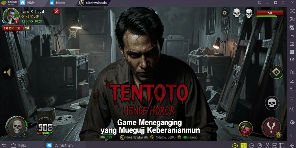 Tangkapan layar TENTOTO menampilkan suasana mencekam dalam permainan horor.